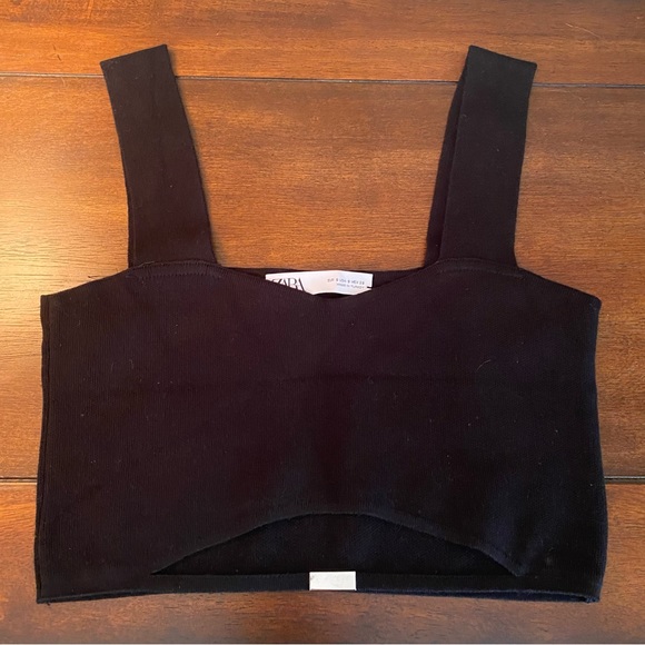 Zara Tops Zara Black Crop Top Tank With Cut Out Detail Size S